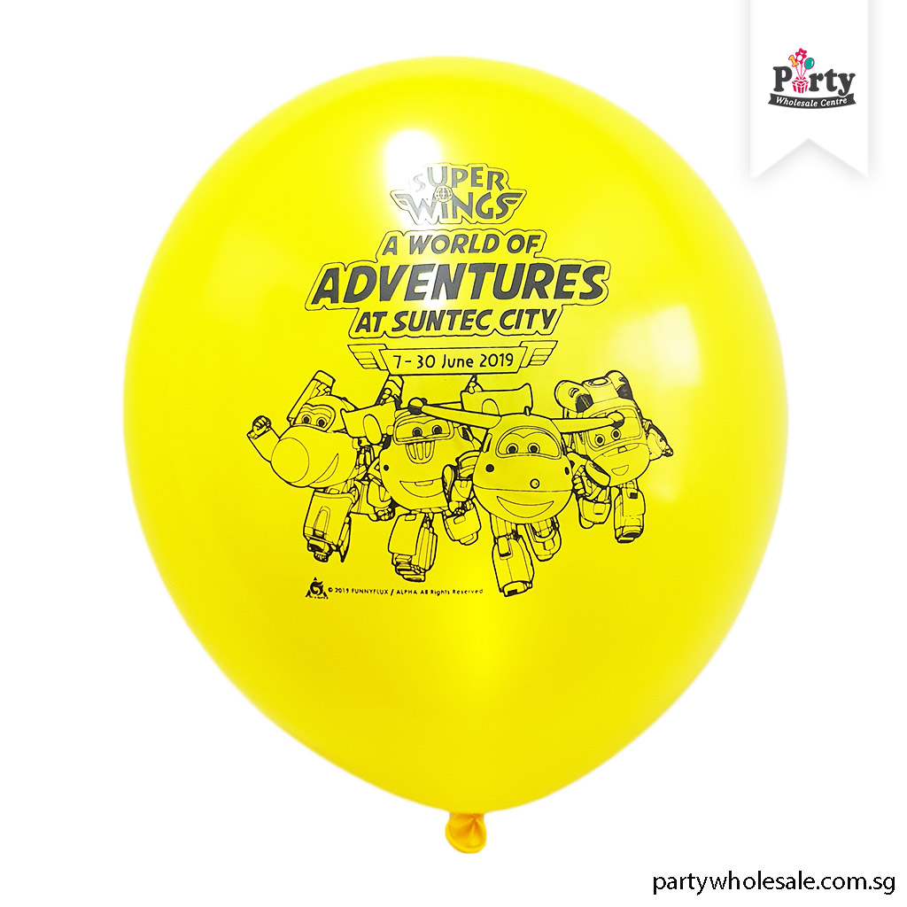 Super Wings M Yellow Logo Balloon Printing Singapore Party Wholesale