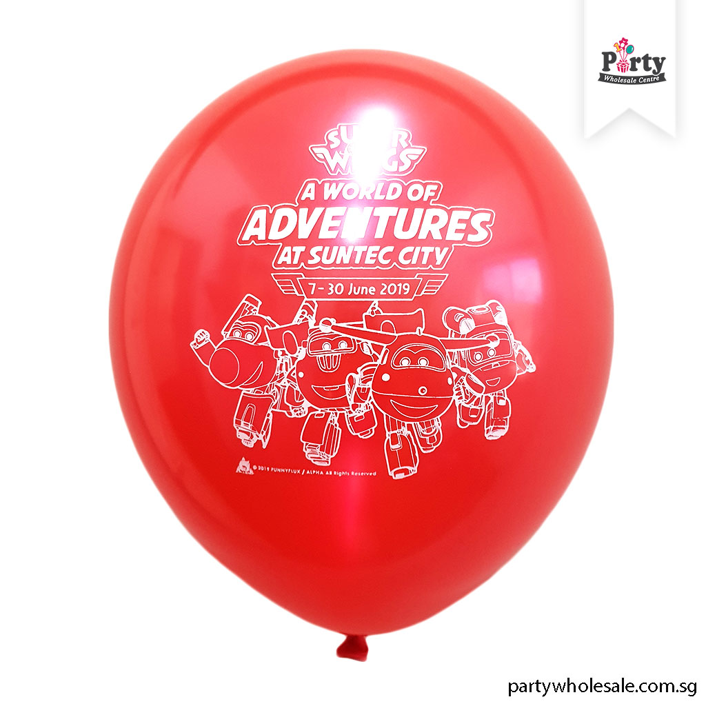Super Wings M Red Logo Balloon Printing Singapore Party Wholesale