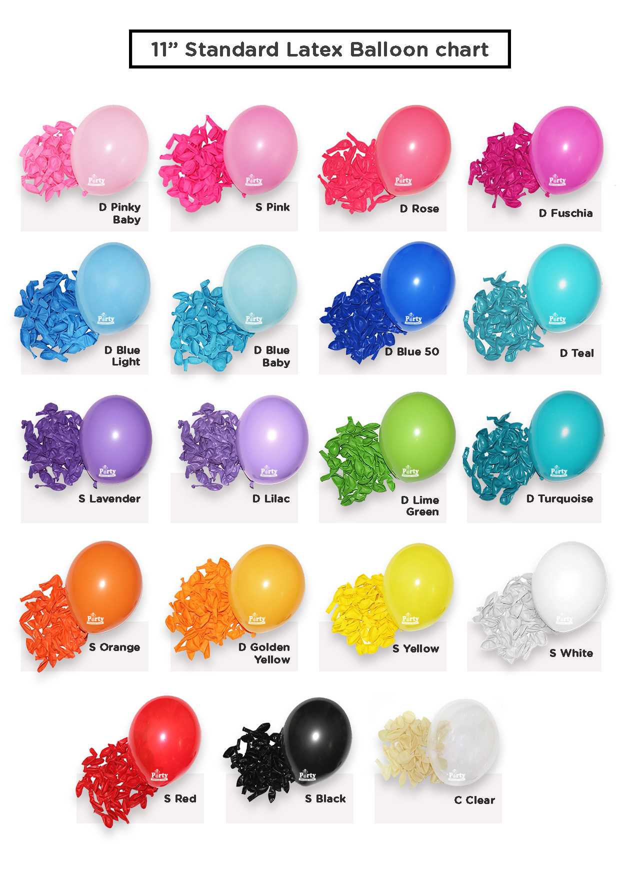 Latex Balloon Colour Chart Party Wholesale