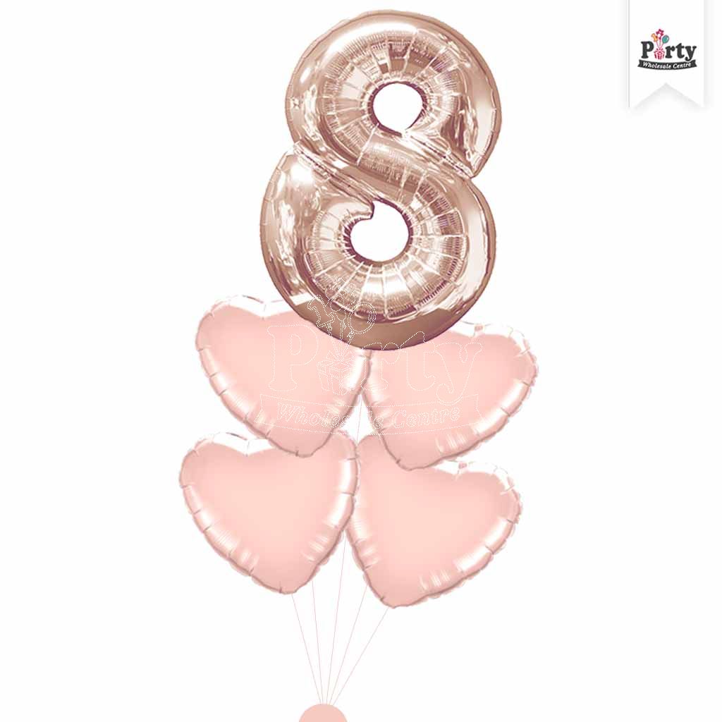 Jumbo Number Rose Gold Balloon Bouquet | Party Wholesale