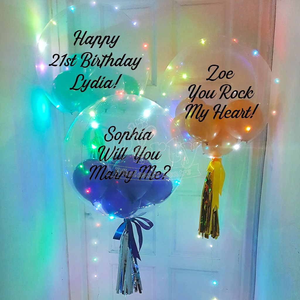 Agrarisch krom Wedstrijd LED Customised Bubble Helium Balloons | Party Wholesale