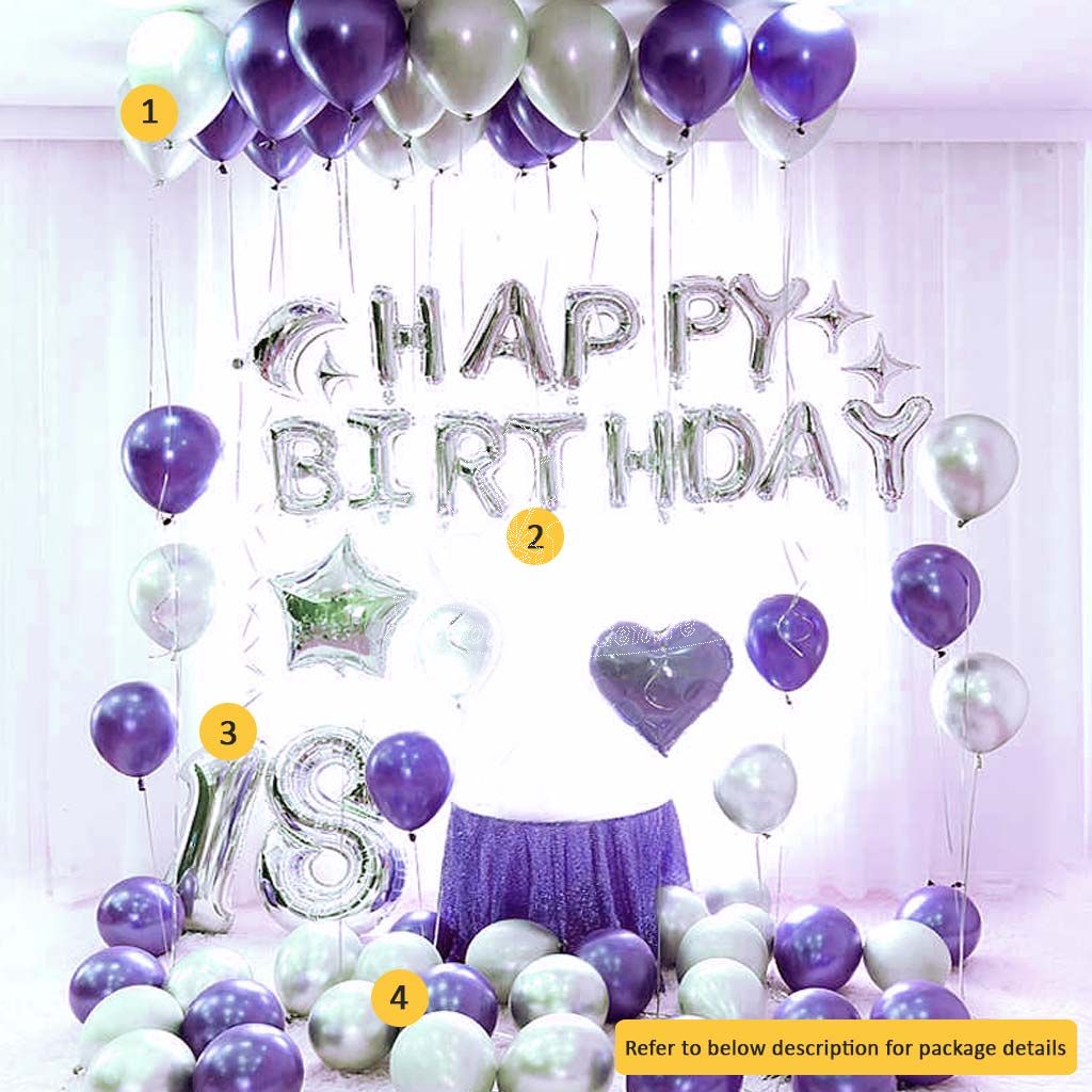 balloons  Purple birthday party, Purple party decorations, Birthday party  theme decorations