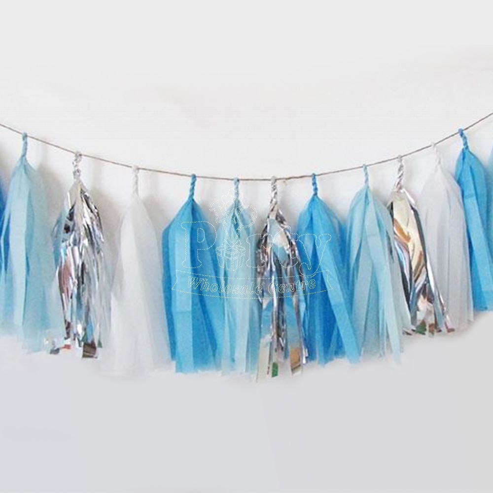 Blue Mist Paper Tassel Garland Decoration Party Wholesale