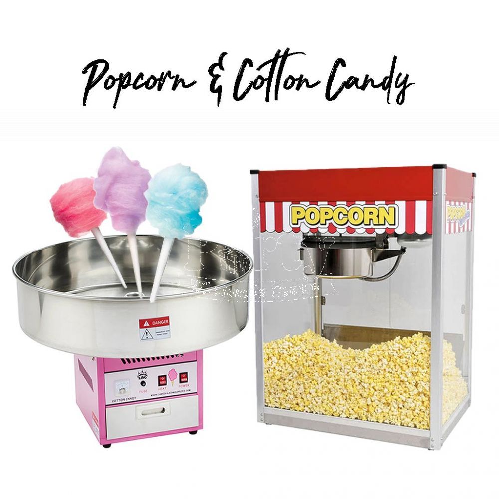Both Commercial Popcorn & Candy Floss Machine Rental Party Wholesale