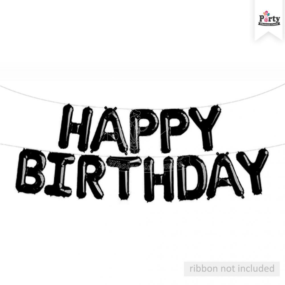Black Mini Letter Happy Birthday Foil Balloon 16inch | Party Wholesale
