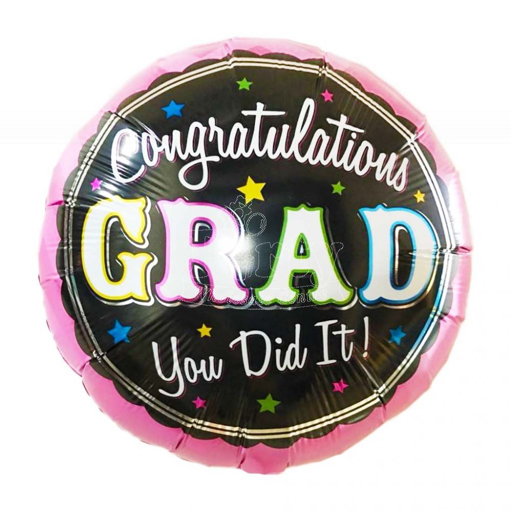 Congratulations Grad You Did it Graduation Pink Foil Balloon 18inch