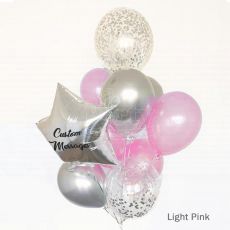 Light Pink Customised Confetti Helium Balloon Bouquet Party Wholesale