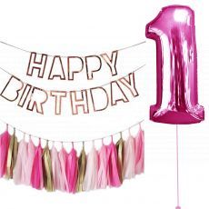 Crimson Pink 1st Birthday Balloon Package Party Wholesale