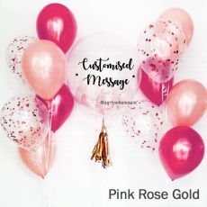 Pink Rose Gold Bespoke Customised Bubble Helium Balloon