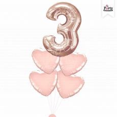 Jumbo Number 3 Rose Gold Balloon Bouquet Party Wholesale Singapore