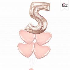 Jumbo Number 5 Rose Gold Balloon Bouquet Party Wholesale Singapore
