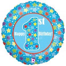 1st Birthday Blue Holographic Foil Balloon Party Wholesale