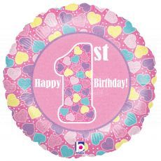 1st Birthday Pink Holographic Foil Balloon Party Wholesale Singapore