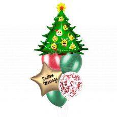 Customised Emoji Merry Christmas Tree Helium Balloon Bouquet Party Wholesale