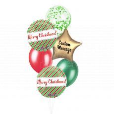 Customised Merry Christmas Stripe Helium Balloon Bouquet Party Wholesale
