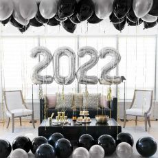 New Year 2022  Celebration Silver Helium Balloons Package Party Wholesale