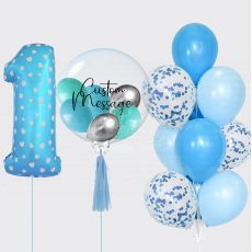 1st Birthday Blue Sparkle Balloon Package Singapore