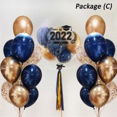 Personalised Navy Blue Gold Sparkle Helium Balloons