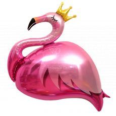 Pink Flamingo Crown Foil Balloon