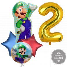 Luigi Super Mario Helium Balloon Bouquet