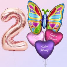 Personalised Butterfly Garden Helium Balloon Bouquet