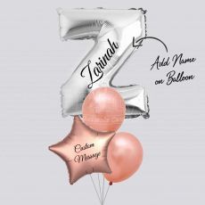 Personalised Rose Gold Giant Letter Balloon Bouquet