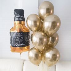 Whiskey Aged To Perfection Gold Helium Balloons