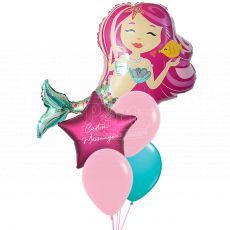 Pink Mermaid Personalised Balloon Bouquet