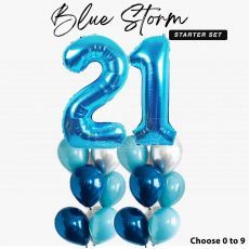 Blue Storm 21st Helium Balloon Package