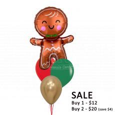 Merry Christmas Gingerbread Man Helium Balloon Bouquet
