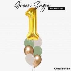 Green Sage 1st Birthday Helium Balloon Package