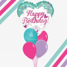 Happy Birthday Tiffany Heart Balloon Bouquet