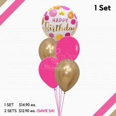 Happy Birthday Pink Confetti Helium Balloon Singapore