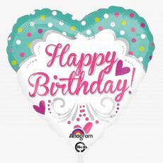 Happy Birthday Tiffany Heart Foil Balloon