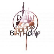 Rose Gold Disney Castle Happy Birthday Cake Topper