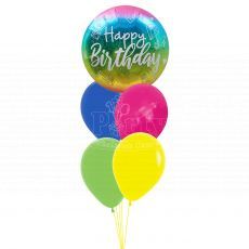 Happy Birthday Rainbow Ombre Balloon