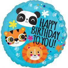 Happy Birthday To You Lion Tiger Panda Balloon