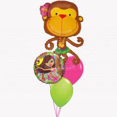 Monkey Girl Luau Aloha Helium Balloon Bouquet