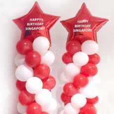 National Day Red White Star Balloon Columns