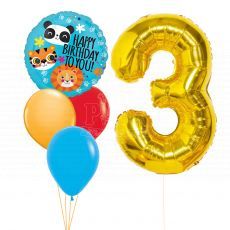 Panda Tiger Lion Number Birthday Balloon