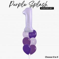 Purple Splash 1st Birthday Number Balloon Package