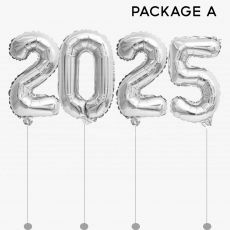 New Year Countdown 2025 Silver Balloons