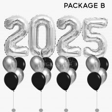 New Year Countdown 2025 Silver Balloons