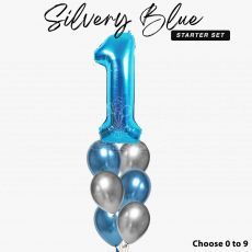 Silvery Blue 1st Birthday Helium Balloon