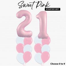 Sweet Pink 21st Birthday Number Balloon