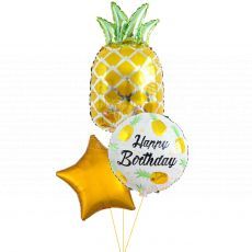 Gold Pineapple Happy Birthday Balloon Bouquet