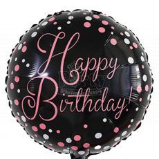 Happy Birthday Pink Black Balloon Party Wholesale