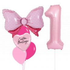 Customised Pink Ribbon Bow Balloon Bouquet