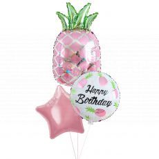 Pink Pineapple Birthday Helium Balloon Bouquet