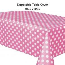 Pink Polka Dot Disposable Table Cover